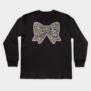 Holiday Christmas green bow graphic Kids Long Sleeve T-Shirt